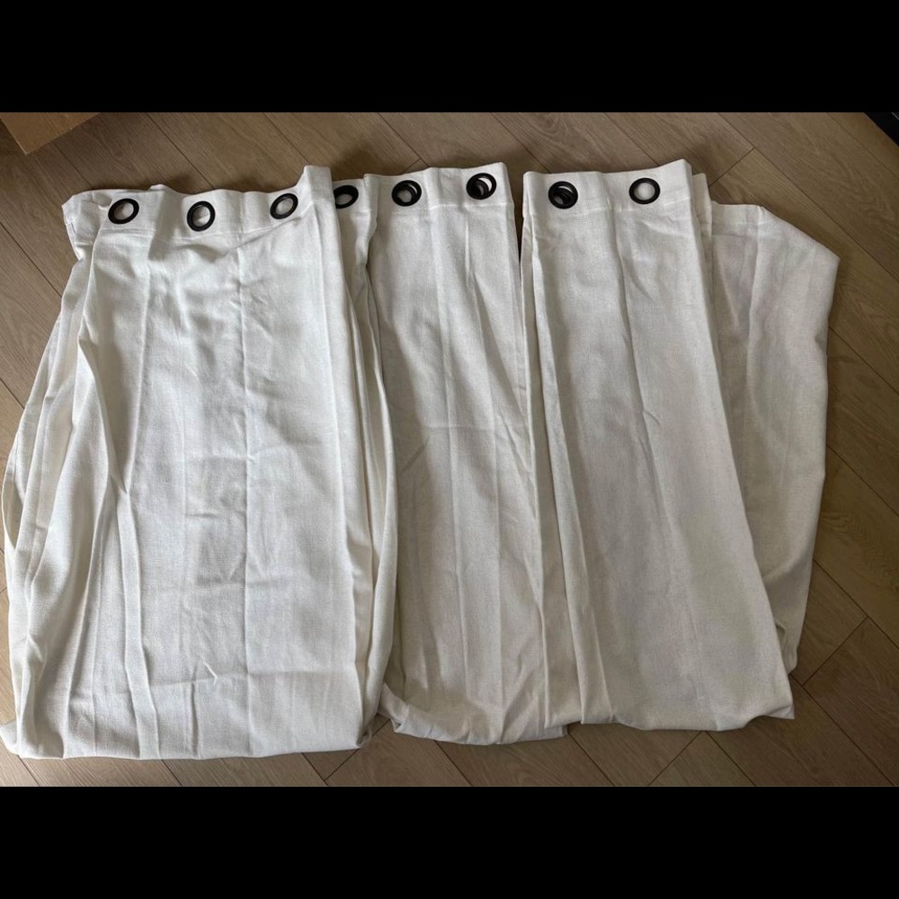 World Market Ivory Cotton Harlow Grommet Top Curtains Set Of 3